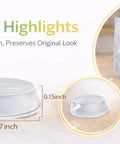 300 Pieces Clear Silicone Cabinet Door Bumpers With Super Tacky Self Adhesive Back Anti Slam Furniture Pads For Drawers And Furniture Easy Peasy Install Guaranteed Zero Slams Forever shown with size dimensions and silicone material details.