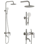 Upgrade Your Shower With A Rugged Stainless Steel 8 Inch Rain Head System Three Function Handheld Spray SUS 304 Brushed Nickel Finish