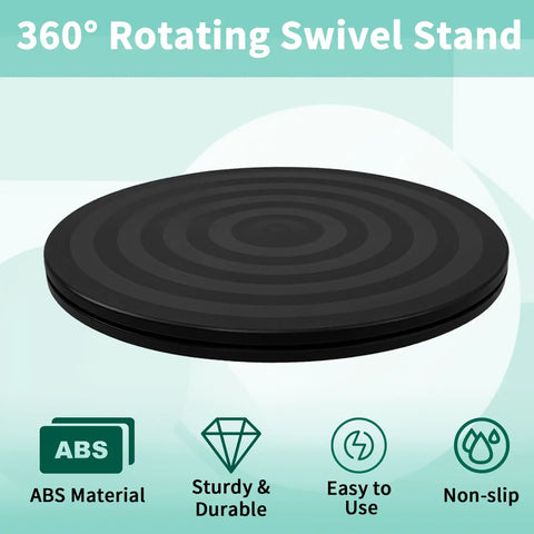 8 Inch Heavy Duty Rotating Swivel Stand With 360 Degree Rotation And Steel Ball Bearings, black ABS material