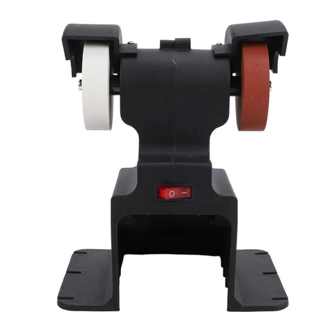 Widened Thickened Base Mini Bench Grinder With Permanent Magnetic Copper Motor Electric MultiPurpose Sharpening Machine front view with dual wheels