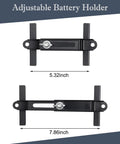 Rock Solid Aluminum Car Battery Holder Bracket With J Bolt Heavy Duty Adjustable Vehicle Mount for secure fit, shown at 5.32 and 7.86 inch sizes.
