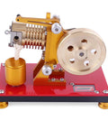Sick Yellow Stirling Engine Desktop Model Built From Heavy Duty Aluminum Brass And Stainless Steel With A Rock Solid Hot Air Drive For Epic Science Demonstrations Daily, showing detailed mechanics.
