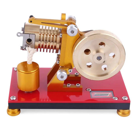 Sick Yellow Stirling Engine Desktop Model Built From Heavy Duty Aluminum Brass And Stainless Steel With A Rock Solid Hot Air Drive For Epic Science Demonstrations Daily, showing detailed mechanics.