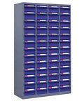 Heavy Duty Metal Parts Cabinet Rugged Multi Drawer Bolt And Nut Sorter No Door Frame in blue with labeled bins for storage