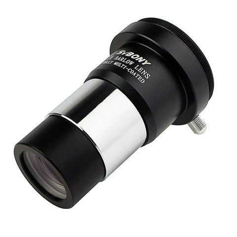 Close-up of 2x Barlow Lens for 1.25 Inch Eyepieces With M42 Thread, Multi Coated Broadband Green Film for telescopes