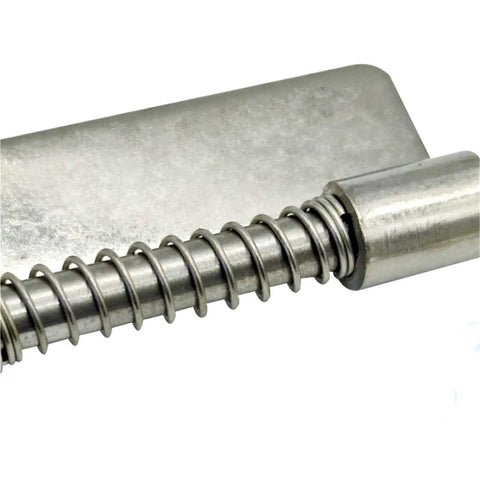 Close-up of Left and Right Spring Loaded Removable Gate Hinges With Hidden Stainless Steel Pivot Concealed 50mm 1 Piece Heavy Duty Iron.