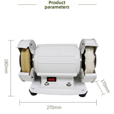 Powerhouse Dual Wheel Bench Grinder Cranking Out 3000Rpm with smooth cloth and wool buffing wheels for polishing tasks.