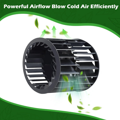 Beefed Up 1472A1191 Wheel Package Blower For RV Air Conditioners Mach Compatible with airflow arrows and green leaves