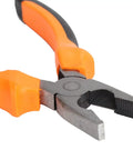 Pliers from the 9 Piece Home Repair Tool Kit With Screwdrivers, Pliers, Hammer, Utility Knife, Digital Electric Pen, Ruler, Electrical Tape, And Storage Box For DIY Projects, Household Maintenance, Garage And Workshop, featuring orange grips.