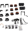 6DOF Robotic Arm Kit With Six Servos For Education And DIY Projects, components laid out including servos, brackets, and screws.