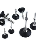 Beefy Adjustable Lathe Leg Leveling Feet Kit With 60mm Diameter Threaded Pads, Swivel Base displayed on a white background.