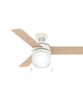 Acumen 42 Inch Indoor Ceiling Fan With Reversible Motor Fresh White Finish Two Position Mounting Quiet Energy Efficient Air Circulation For Living Room And Bedroom front view