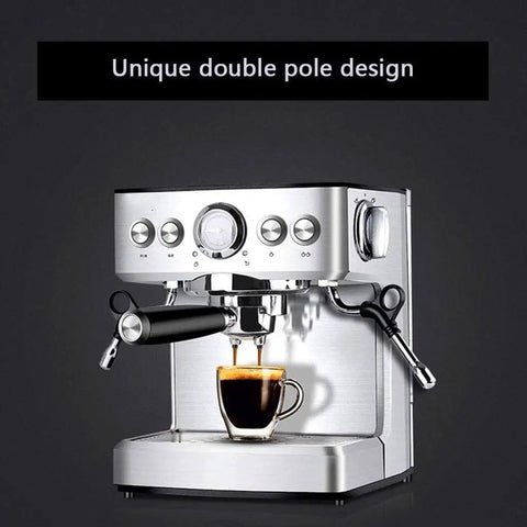 Pro Level Fully Automatic Espresso Coffee Machine Built For The Morning Rush With A Rock Solid 19 Bar Pump And Dual Wall Stainless Steel Filter For Rich Barista Shots That Truly Hit The Spot, showcasing unique double pole design.