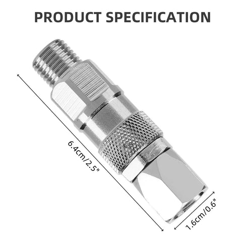 One Quarter Inch 360 Degree Spray Gun Swivel Joint Built Tough Stainless Steel For Airless Sprayers, 2-Pack, Corrosion Resistant 304 Stainless Steel Swivel Connector For Paint Sprayer Hose And High-Pressure Lines, 6.4cm x 1.6cm