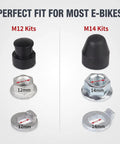 Heavy Duty Electric Bike Hub Motor Axle Nut Kit M12 Front Lock Nut and washers for 12mm shaft e-bike fittings.