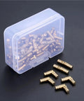 Beefy Solid Brass Concealed Barrel Hinges 100 Pack For Small Cabinets And Jewelry Boxes, 4x20mm displayed in plastic box
