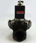 Front view of 1 Inch BSPP Electric Solenoid Valve For Air Water Gas And Liquids, Normally Closed 110V AC, plastic body, 9W, nylon construction.