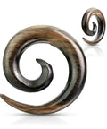 Striped Ebony Wood Spiral Tapered Hanger Ear Plugs Dope Natural Material Sold As A Pair 10Mm 00GA Size Comfortable Fit