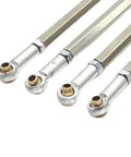 8 Pcs RC Steering Linkage Set For One Twelfth Scale MN128 Crawler Truck Replacement Chassis Rods Beefy Adjustable Metal Linkage Upgrade For Durable DIY RC Car And Truck Build, close-up view of metal rods.