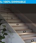 5CCT 120V LED Step Lights Pack of 3, 3.5W Dimmable From 5 to 100 Percent Indoor Outdoor Wet Location CRI90 ETL Aluminum Oil Rubbed Bronze Stair Lights Horizontal Mount on stairway