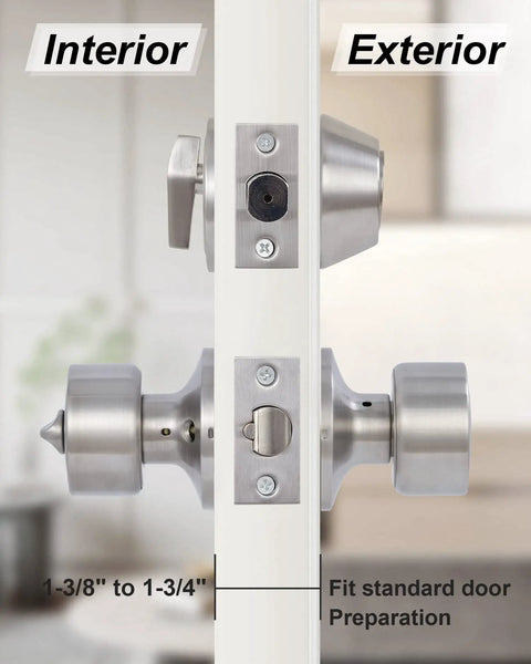 Two Sets Keyed Alike Entry Door Knob And Deadbolt Lock Combo Set For Front Door With Satin Nickel Finish side view
