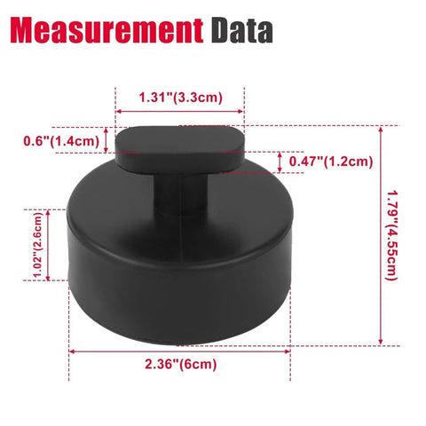 Rubber Jack Pad Set For Corvette C5 C6 C7 C8 With 4 Piece Set And Storage Bag showing measurements and size dimensions.