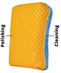 Chamois And Microfiber Cleaning And Polishing Pad For Countertops And Sinks 4 Inch By 1.75 Inch dual-sided design with labels