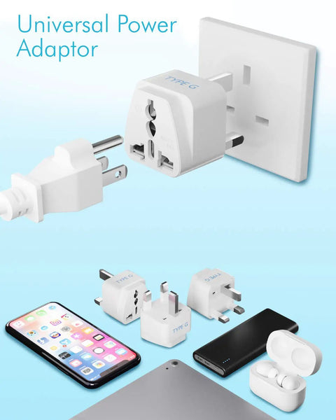 Grounded Type G Travel Plug Adapter Set 3 Pack For UK Ireland Hong Kong UAE And More Universal Compatibility For Most Sockets