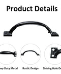 Four Pack 4 Inch Vintage Barn Door Pulls In Black Metal For Cabinets And Drawers Screw In Handles Rustic Gate Pulls