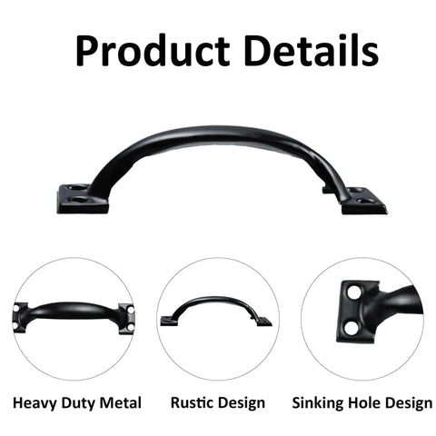 Four Pack 4 Inch Vintage Barn Door Pulls In Black Metal For Cabinets And Drawers Screw In Handles Rustic Gate Pulls