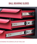 4 Drawer Rolling Tool Chest With Wheels And Cabinet Heavy Duty Red Tool Box For Garage Workshop And Warehouse Steel Construction With Liner 400 Kg Load Capacity ball bearing drawer slides