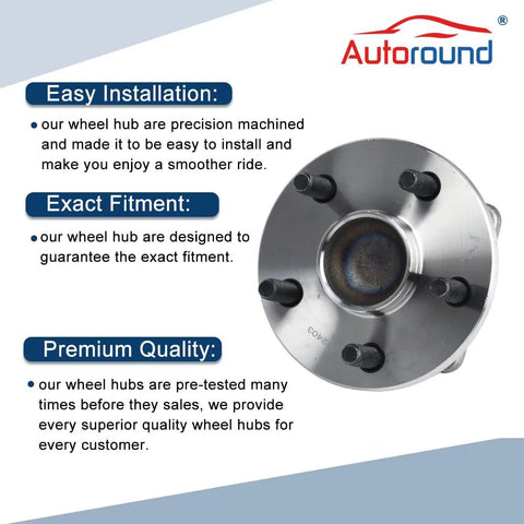 512403 Beefed Up Rear Wheel Hub And Bearing Assembly For Toyota Corolla 2009 To 2019 Matrix 2009 To 2014 And Pontiac Vibe 2009 To 2010 With ABS 5 Lug 135mm Flange 74mm Hub Pilot 100mm Bolt Circle, 5-lug design