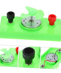 Mini Solar Powered DC Motor For Science Experiments And Hands On DIY Projects, Quiet Electric Motor Kit with green base shown