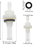 6 Pack Universal Gas Tank Joint Filters Replacement Adapters And Fittings For Honda Gas Tank Joint Filter Replacement Wear-Resistant Gasket Included Pack Of 6 displayed with measurements