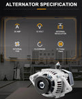 Drop-In Replacement Mini Alternator With Chrome Finish 12180-SEN And 1-2119-11ND on table, garage background