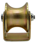 Front view of Heavy Duty U Groove Track Wheel With Bracket Sliding Gate Roller, 45# steel, for industrial carts and gates.
