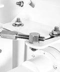 Close-up of Bulk 400 Piece Flat Washers Set in use on machinery, zinc plated carbon steel for screws bolts furniture repair hardware projects.