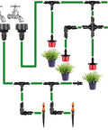 Garden hose setup with 1/4 Inch Drip Irrigation Tubing Faucet Adapter Set 8 Pack 3/4 To 1/4 Inch Hose Adapters and sprinklers