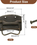 2-Pack 64 x 61mm Bronze Side Ring Chest Pull Handles For Wooden Boxes And Tool Cases With Screws and Size Diagram