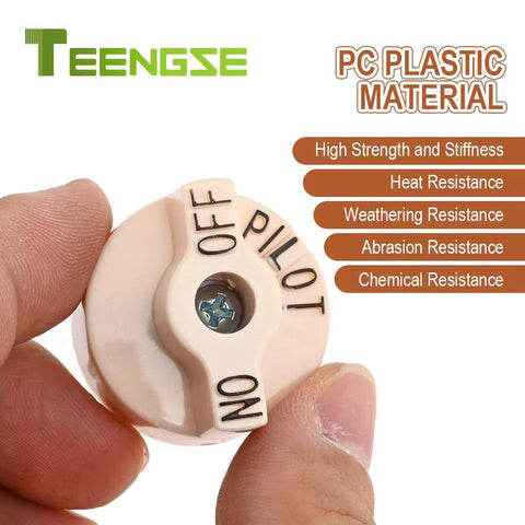 Close-up of Gas Valve Knob Replacement 4 Pack For Robertshaw Thermostats showing temperature control knob with PC plastic material.