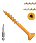 1-1/2 Inch Tan Epoxy Coated Deck Screws Size Eight 300 Pack Rust Resistant Outdoor Wood Screws For Timber And Fence With Torx Drive T25 Bit