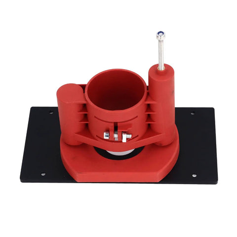Heavy Duty Manual Lifting Base Router Insert Plate Flip Board Kit For Table Routers With Hand Crank 46mm stroke in red and black design.