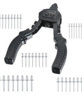 9-1/2 Inch Heavy Duty Riveting Kit With 400 Blind Rivets And 5 Nosepieces For Home, Automotive And Metalworking Projects - All In One Aluminum Rivet Gun Set That Tackles Thin To Thick Materials Like A Pro, shown with rivet gun and rivets