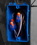 Twister Proflex Mini Electrical Wire Connector Model 30343 Orange Blue in a junction box for 22 to 12 AWG, space saver.