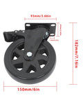 Heavy Duty 6 Inch Locking Caster Wheels With Brake Quiet Polyurethane No Noise Top Plate Swivel Castors 3000 Lbs Capacity