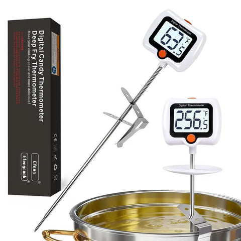 Instant Read Candy Thermometer With Pot Clip For Cooking, Baking, Candy And Cheese Making, 10 Inch Probe, Digital Kitchen Thermometer