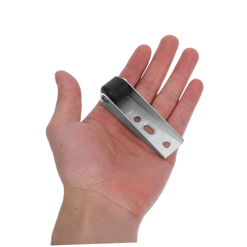 Smooth Ride Heavy Duty Sliding Door Roller Wheels For Wooden Barn Doors with a silver metal bracket in hand.