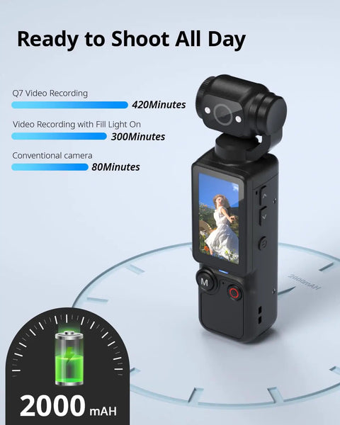 Pocket POV Camera With 180 Degree Rotating Lens, One-Tap Recording, 32GB Memory, 7 Hour Battery, Handy Vlog Cam, Dark Gray Finish