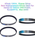 Four Pack 135J6 Poly V Drive Belt For Woodworking Planers, durable replacement belts for jointers and tools.