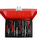 88 Piece Thread Repair Kit For M6 M8 M10 Threads Pro Grade Heavy Duty Steel Alloy Insert Tool Set open in red storage box